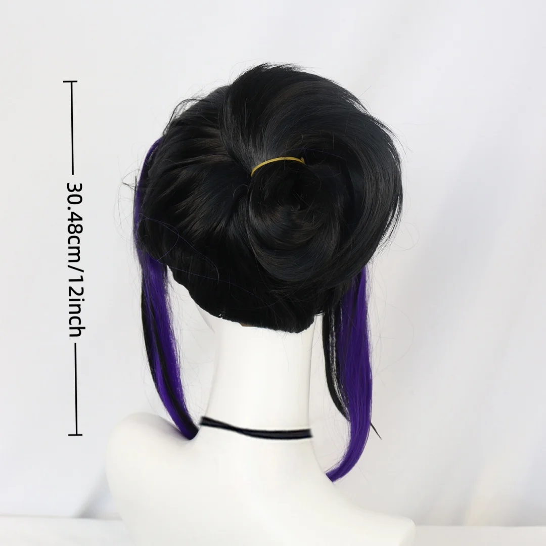 Anime cosplay wig, half top, half bottom gradient color, butterfly decoration, heat-resistant synthetic wig