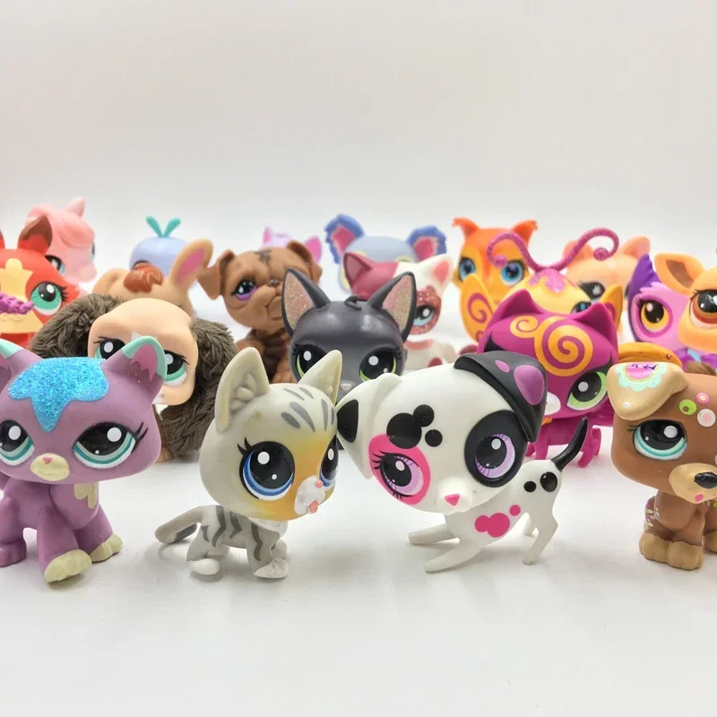 Rare pet 10pcs/lot pet shop toy Cute Stands Cat Dog Rare Original Figure Bobble head toy Kitten Collie Spaniel lps