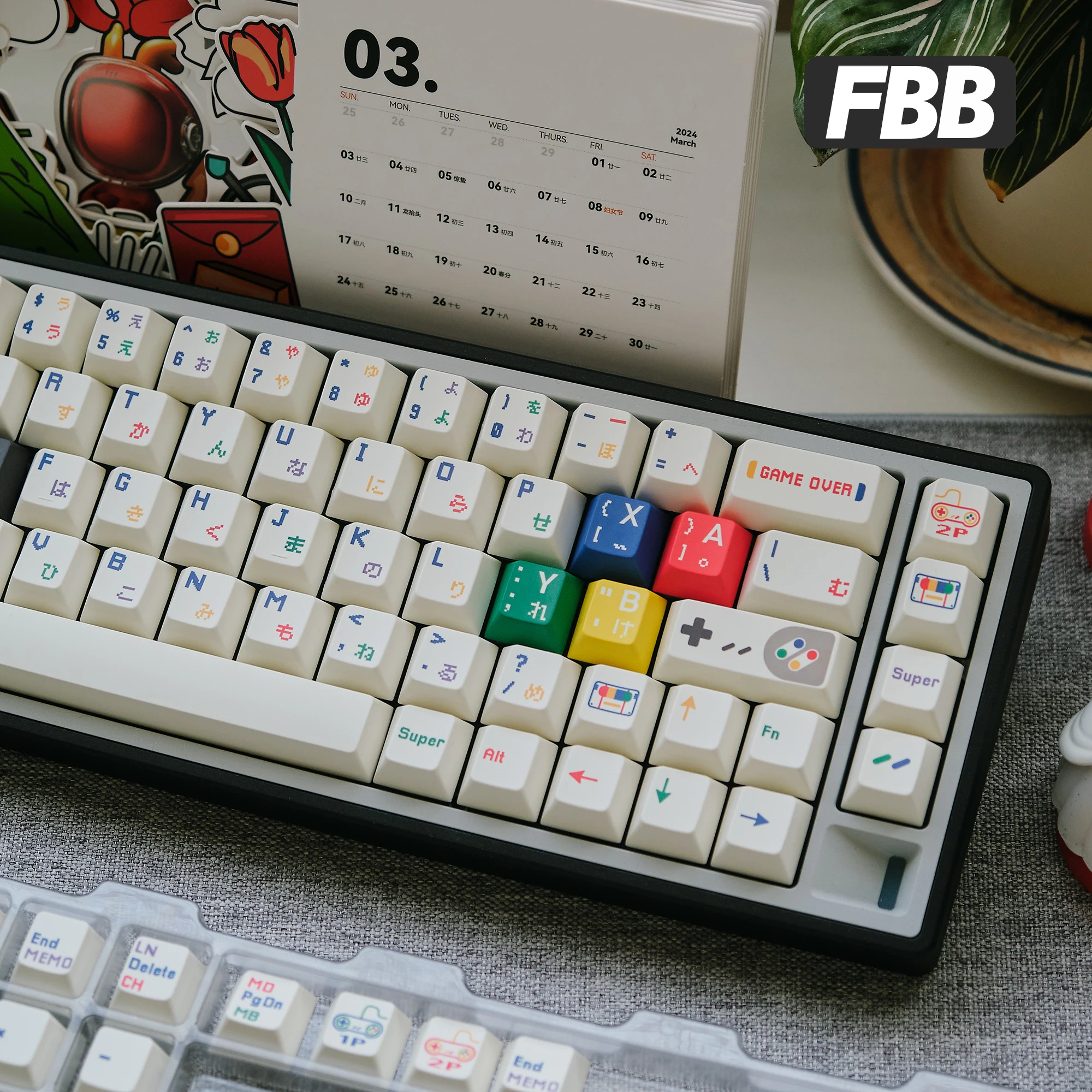FBB Keycaps SFC 1990 Game Machine Theme Mechanical Keyboard Key Cap MX Switches Artisan Keys Joystick DIY Personalized Accessory