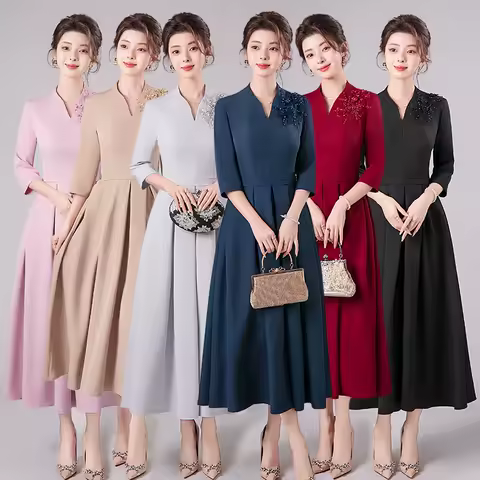 Yourqipao Chinese Wedding Prom Party Cheongsam Dress Women Mother Of The Bride Evening Dress 2025