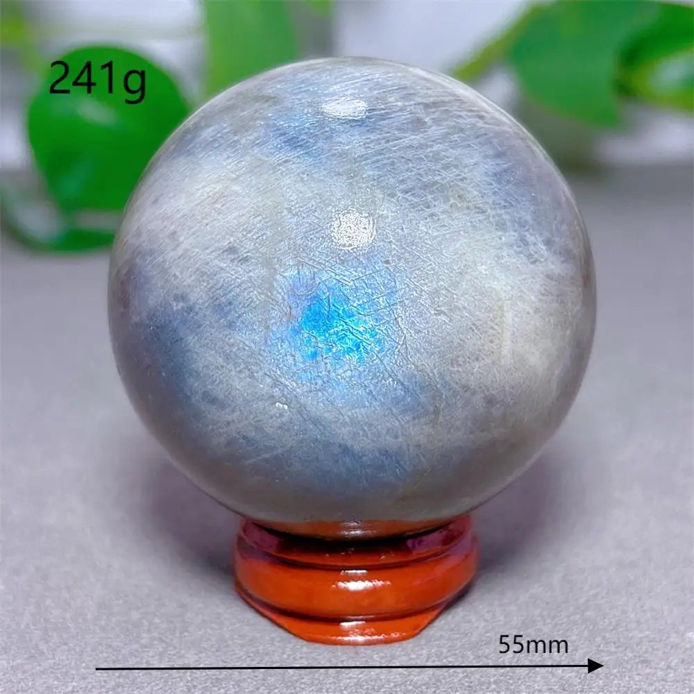 Blauwe Maansteen Bol Kristal Natuursteen Kwarts Mineralen Huisdecoratie Reiki Tuingeschenken Energie Genezing Geluk Liefde +Stand