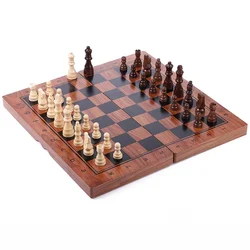 Large Magnetic Chess Sets High Quality Wooden Storage Box Chessboard With Spare Chessman Folding for Travel Adult Kids Game