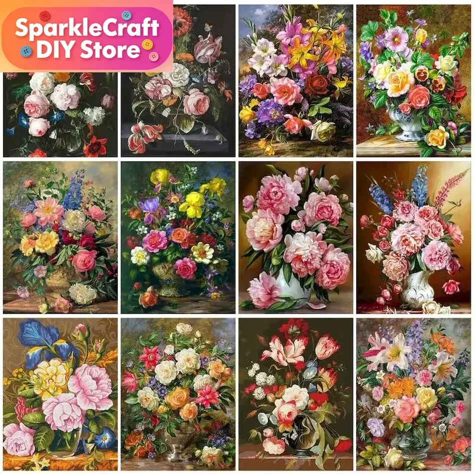 1pc frameless  5D Diamond Painting Flower Diamond Mosaic Kit Rhinestone Embroidery DIY Full Round Drill Cross Stitch Home Decor