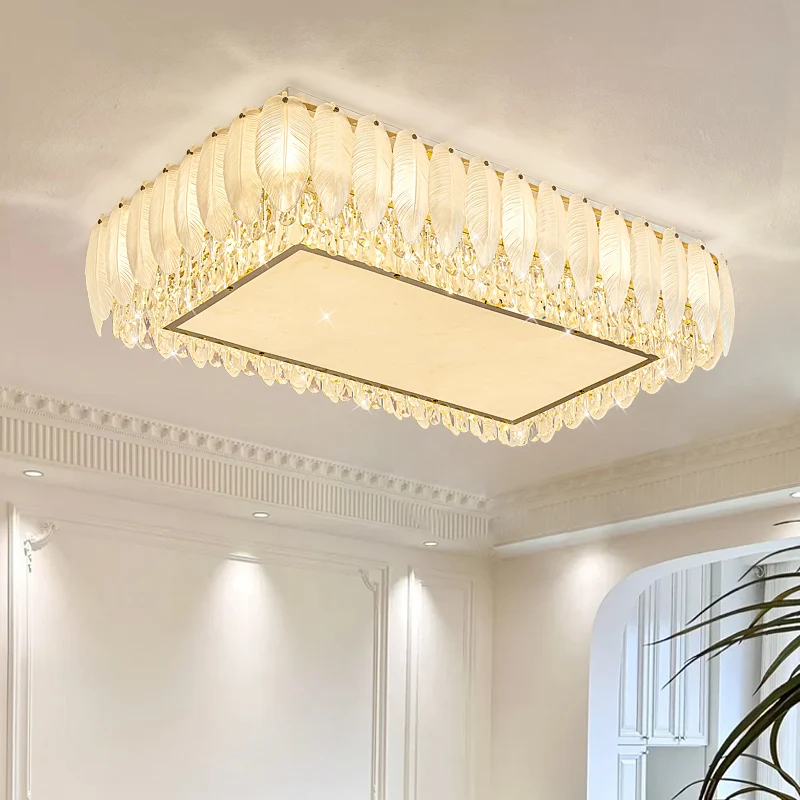 

Light Luxury Crystal Ceiling Light Living Room Modern Simple Bedroom Dining Room Pendant Lamps Creative New Lighting Fixtures