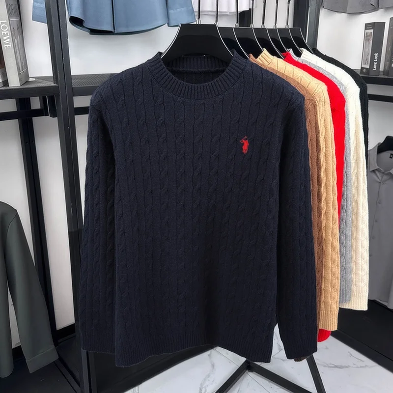 Hochwertige Casual Rundhalspullover Herren Herbst Winter neue Persönlichkeit Zipper Design Luxusmarke Golf Pony Stickerei Mode Stricken Sweater – Detail 18