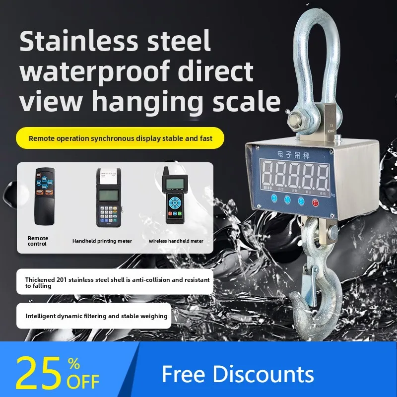 XL Electronic Crane Scale 5 Ton 10 Ton Crane Scale Hook  Waterproof 3 Ton Crane Scale Handheld with Printing Remote