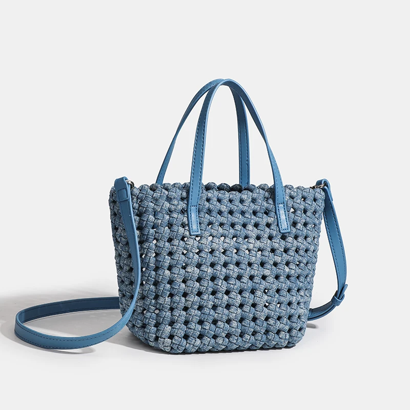 

Large Denim Canvas Women's Tote Bag Beach Crossbody College Casual Woven Shopping Bag in Promotion