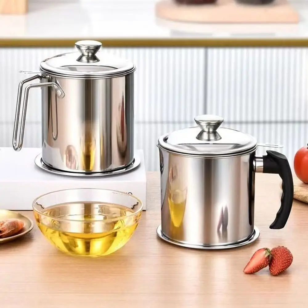 1.3L/1.8L Oil Filter Pot Large Capacity Lard Strainer Cooking Oil Strainer Storage Container Grease Keeper Filter tank Kitchen