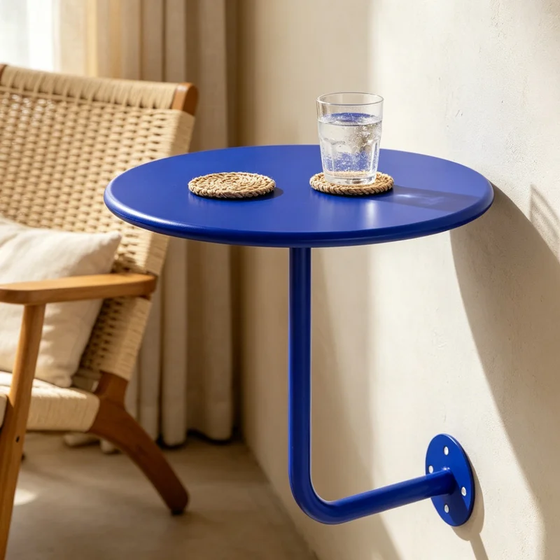 Mesa Auxiliar Nórdica de Pared con Estructura Metálica, Gran Capacidad de Carga, para Cafetería, Panadería, Restaurante, Área de Estancos, Sala de Estar, Balcón