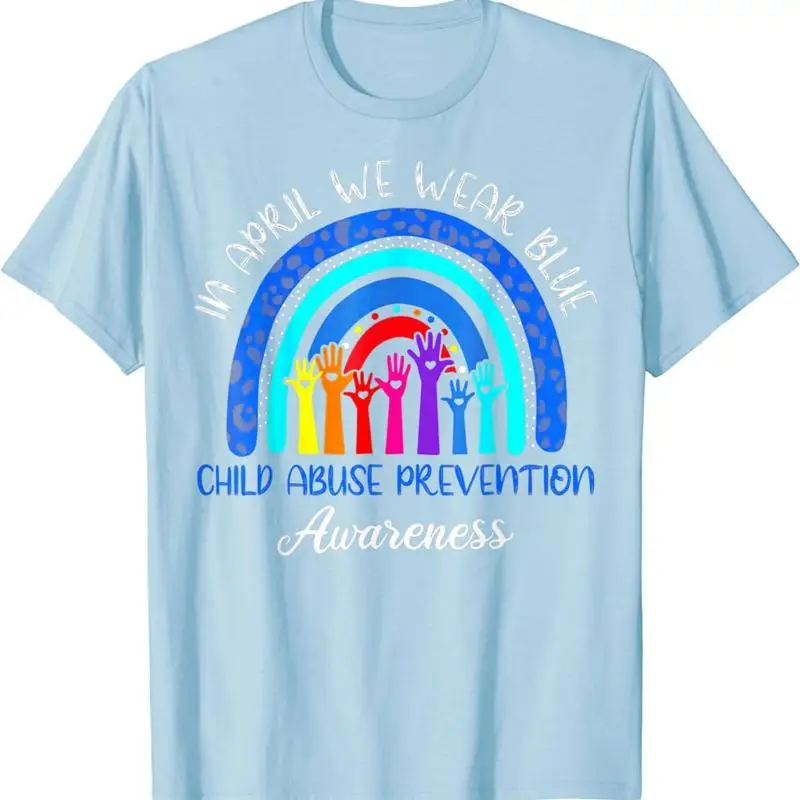 

Радуга в апреле мы носит синюю футболку с информацией о детстве