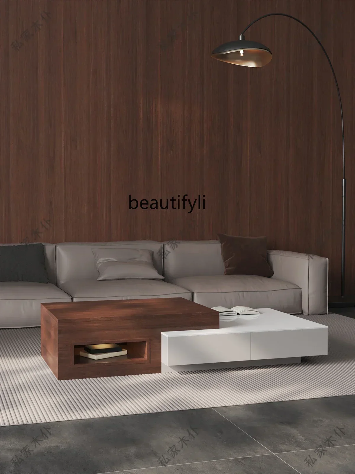 Coffee Table Living Room Home New Light Luxury High-Grade Multi-Functional Lifting Tea Table Minimalist Solid Wood Stone Plate