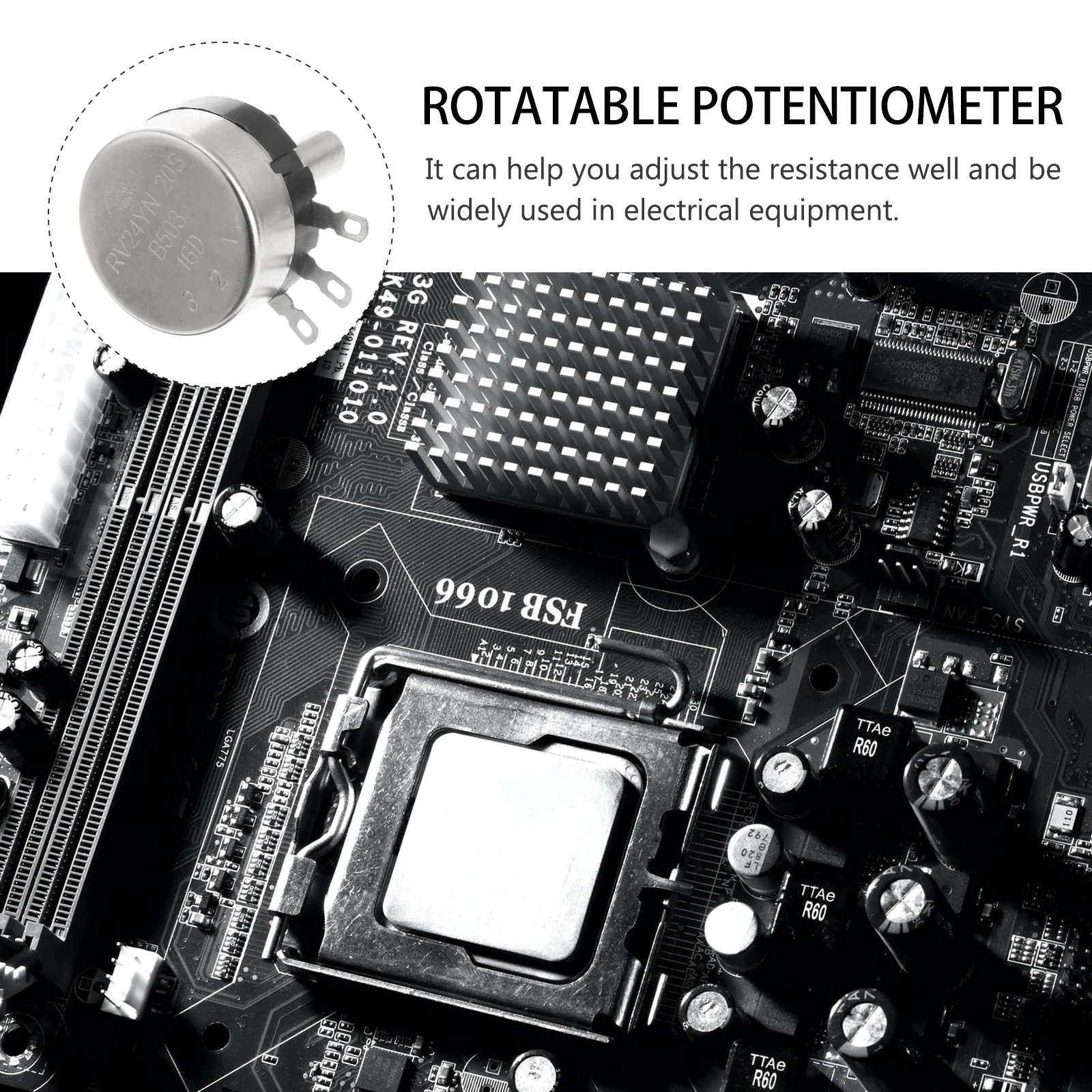 

2pcs Carbon Film Potentiometer Single Turn Adjustable Resistor For Inverter Motor Speed Control Trimmer Accessory