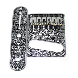 6 String Roller Saddle Bridge Plate 3 Way Switch Control Plate Metal For Tele Telecaster Style Electric Guitar -Silver