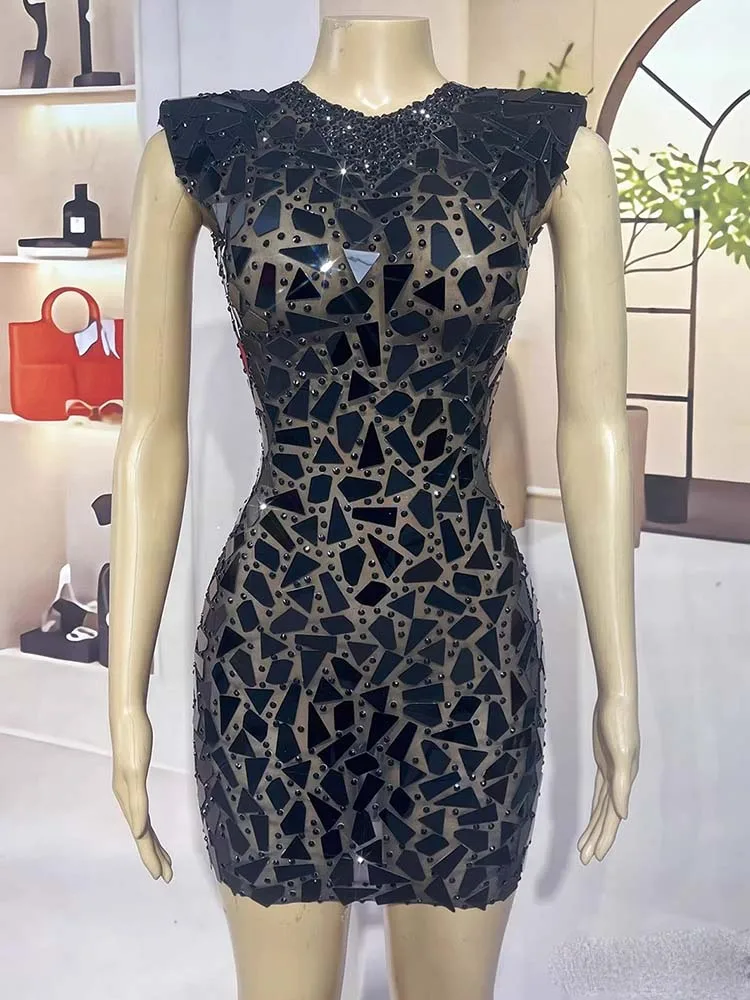 Robe élastique en maille noire, sexy, à paillettes, estampage à chaud, haute qualité, nouvelle mode, vêtements personnalisés pour femmes, 2025