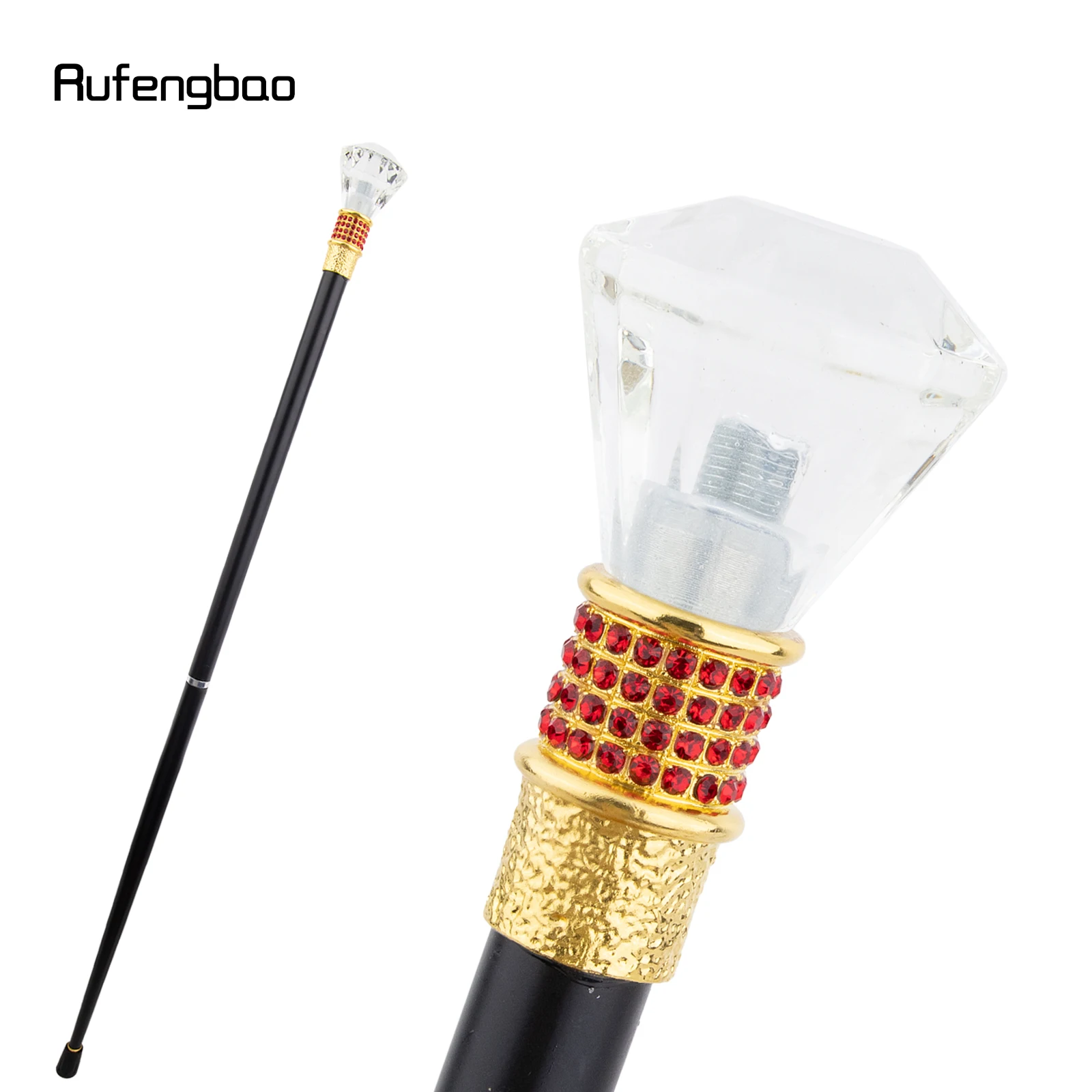 

Transparent Ball Round Diamond Shaped Glass Golden Red Stick Wand Cosplay Wedding Birthday Party 92cm Performance Stage Cane