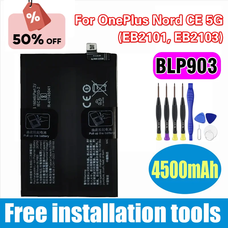 

BLP903 4500mAh Battery for OnePlus Nord CE 5G (EB2101, EB2103) Phone High Capacity Batteries