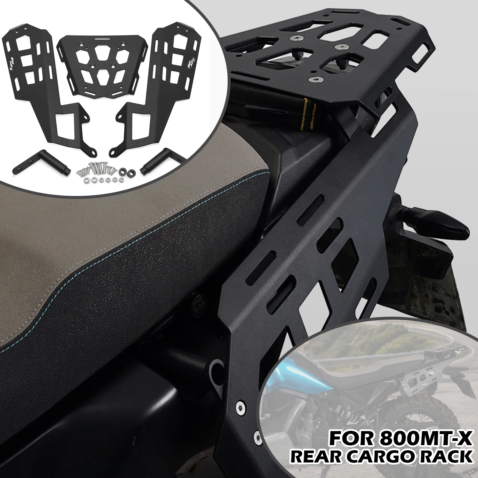 New Motorcycle Accessories Rear Side Frame Luggage Rack Tactical Hanging Board Edge Bag Bracket For 800MT-X 800mtx MTX 800