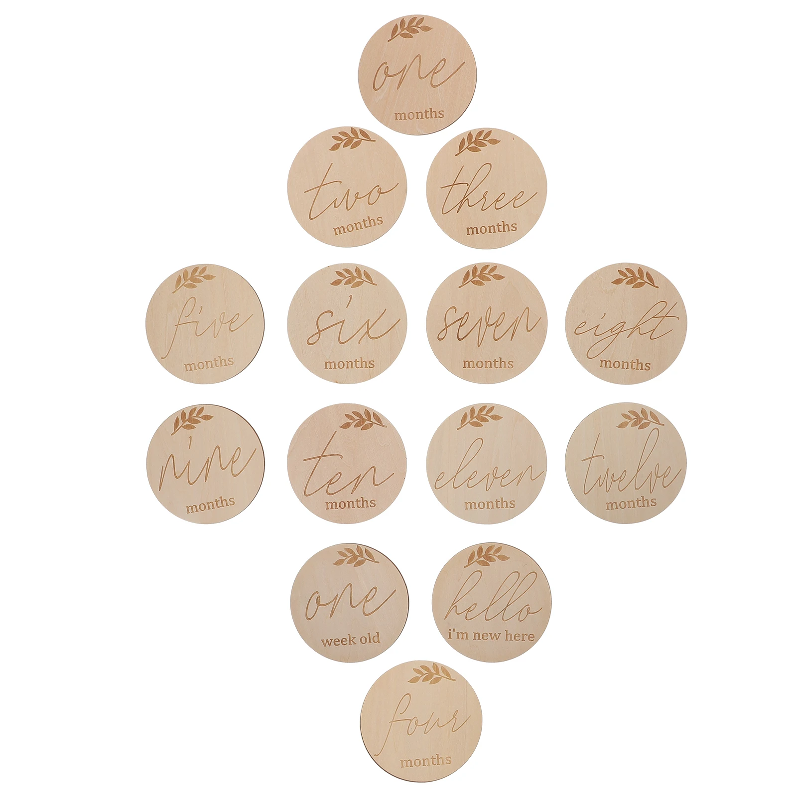 

14 Pcs Wooden Photo Cards Baby Monthly Milestone Christmas Tree Props Safe Eco Friendly Newborn Souvenir Gifts