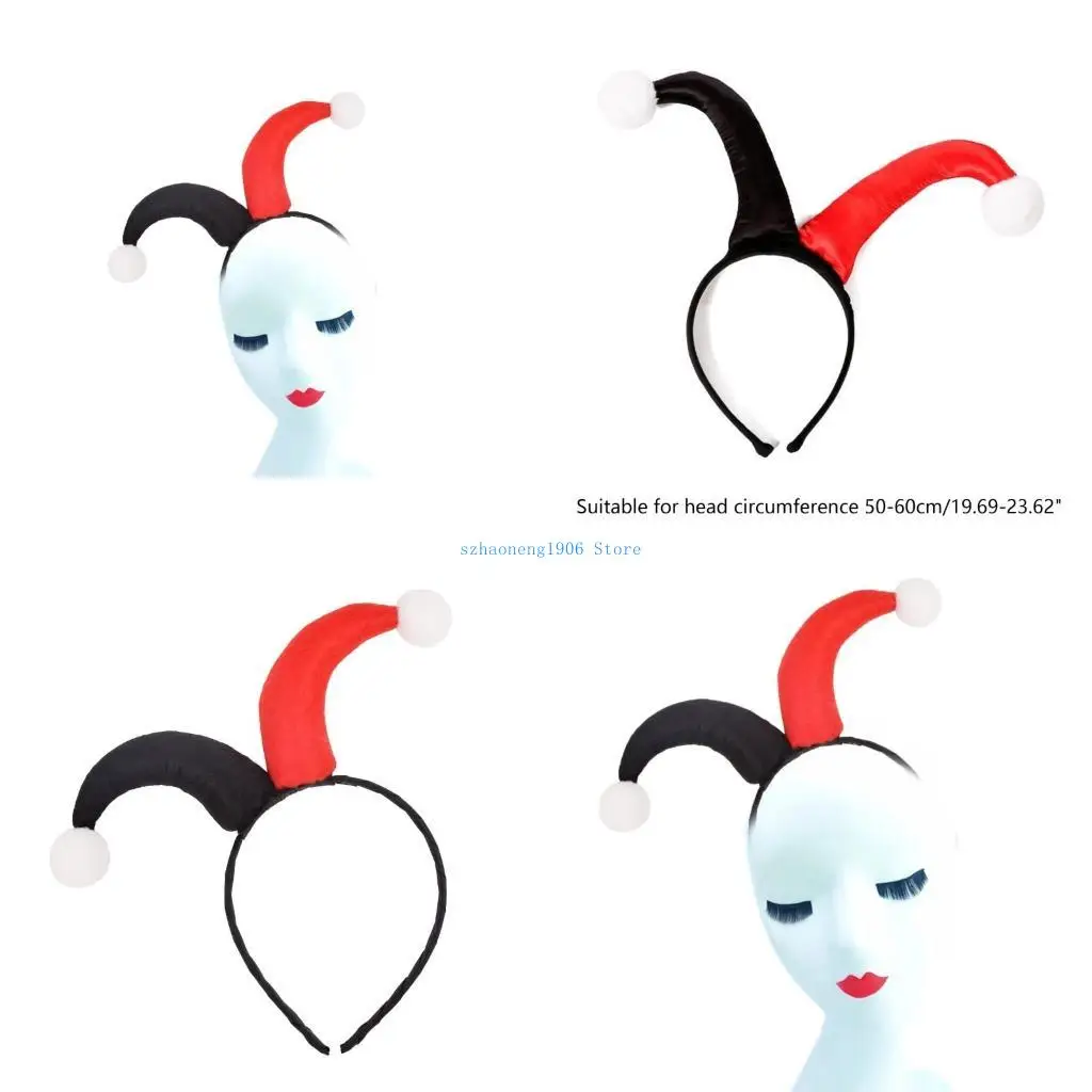 

85LF Halloween Headband Devil Clown Color Matching Long Horn Hair Hoop Cosplay Costume Masquerade Party Headpiece