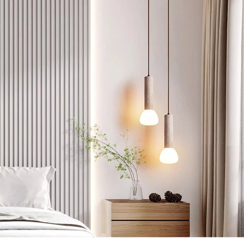 

Decoration Bedside Nordic Travertine Stone LED Pendant Light Bedroom Living Dining Room Island Suspension Indoor Pendant Lamp