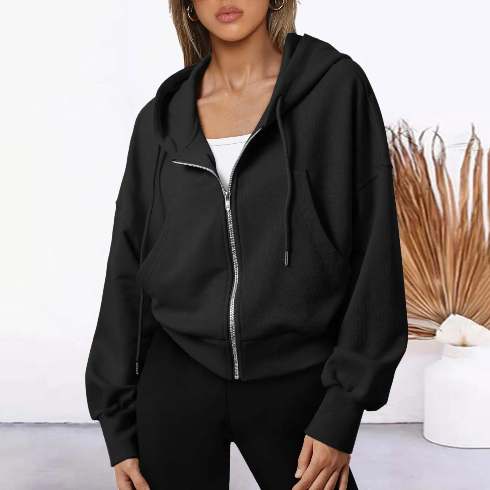 Hoodie extragrande para mulheres, moletons de manga comprida, jaqueta casual coreana com capuz, casacos, cardigã com zíper, streetwear outono