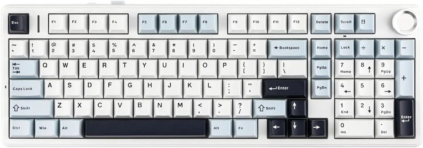 

F99 PRO 96% Wireless Mechanical Gaming Keyboard, Hot Swappable Gasket, RGB Backlit for Win/Mac (White Blue)