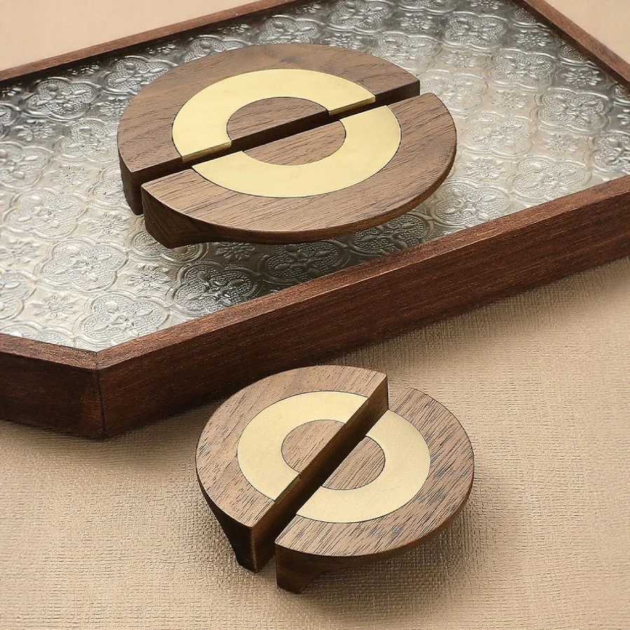 Modern Simple Semi-circular Solid Wood Cabinet Pulls Door Handles Retro Cabinet Wardrobe Drawer Wooden Furniture Hardware Handle