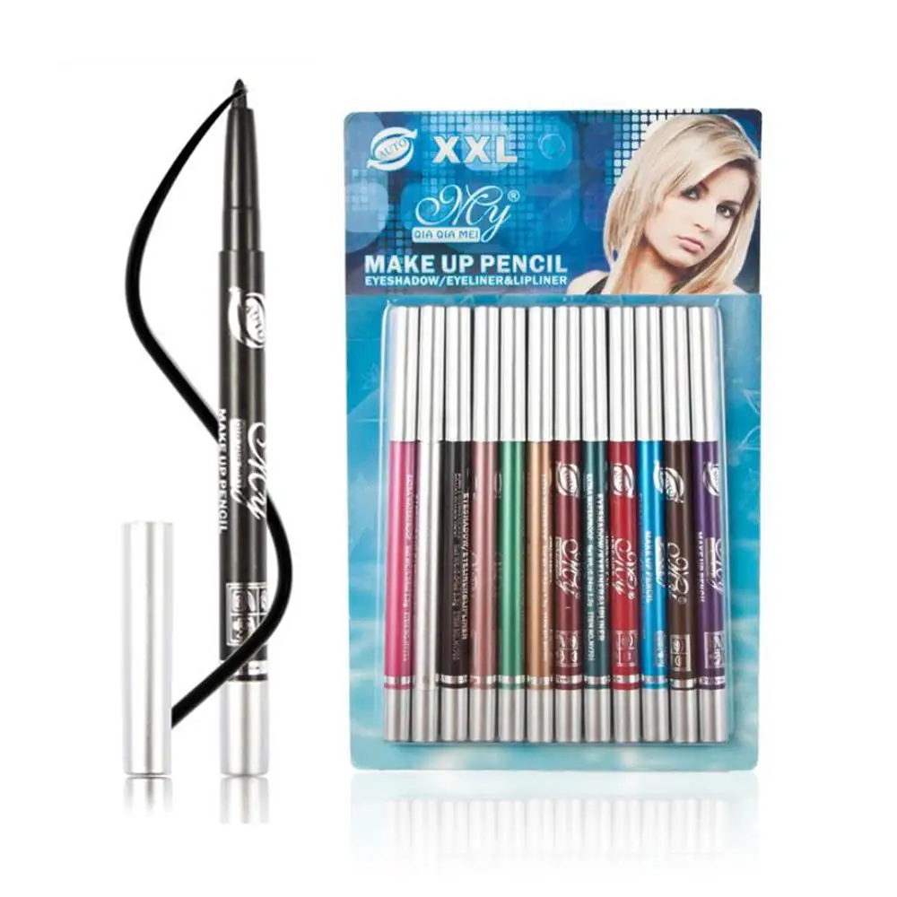 12pcs/set Colour Shine Eyeliner 12 Colours Waterproof Long Lasting Eyeliner Liquid Eyeshadow Pencil Makeup Set Makeup Supplies