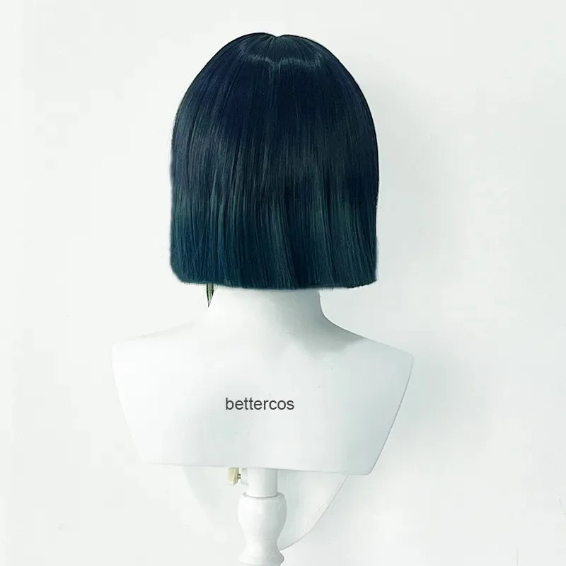 Sisi 223330cm jogo impacto tighnari azul escuro verde gradiente peruca cosplay resistente ao calor perucas sintéticas