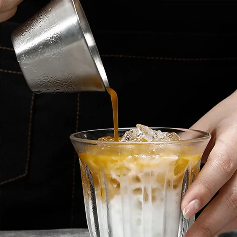 Espresso Measuring Cup With Handle 6 Pack Double Shot Espresso Cups Stainless Steel Espresso Pouring Cup Silver