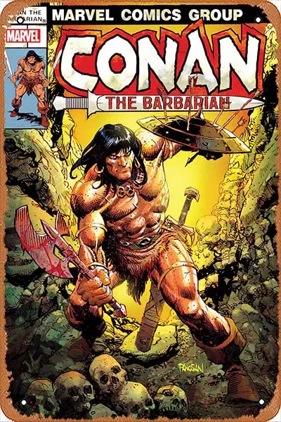 Muecddoa CONAN THE BARBARIAN #20 1:25 PANOSIAN - Vintage Comics Poster Retro Metal Sign Man Cave Decor Anime TV Show Poster Art