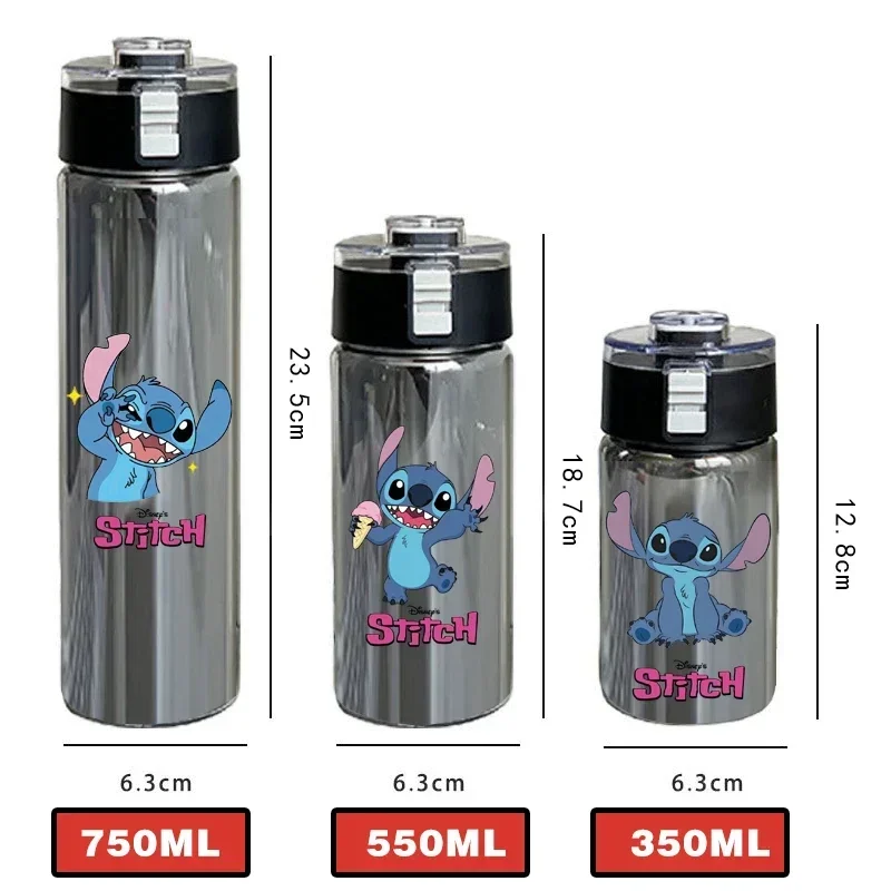 750ML Stitch Angel Cartoon Water Cup Portable Plastic Large Capacity Cartoon Figures Clear Cup Outdoor Sports Water Chil Cift