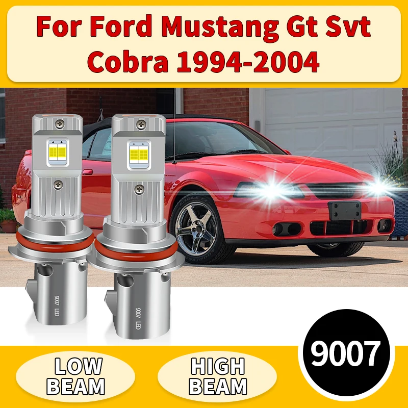 

2PCS For Ford Mustang Gt Svt Cobra 1994-2004 9007 LED Headlights Canbus HB5 CSP Car Lights 6000K White Auto High Low Beam Lamp