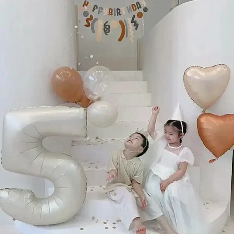 1/3/10pcs Holiday Party Decorations, Baby Birthday Decorations, 32-inch Individually Wrapped Caramel Cream Number Foil Balloons