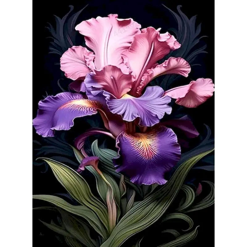 

GATYZTORY Picture By Number Purple Iris Flower Kits For Adults Handpainted Frame Painting By Number DIY Craft Home Decoration