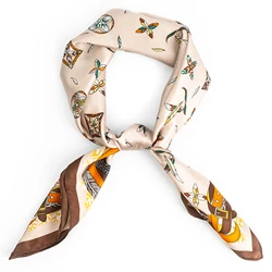 Luxury Scarf Women Hijab 2024 Letter Print Silk Scarves Foulard Head Hijab Neckerchief Bandana Bag Ribbon Lady Soft Satin Hairba