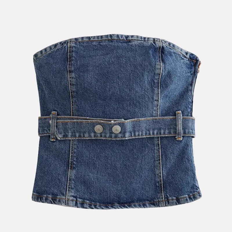 เสื้อยีนส์ทรงเอเข้ารูปสำหรับผู้หญิง ฤดูร้อน 2025 ผ้าโพลีเอสเตอร์ สีพื้น ความยาวปกติ ทรงสวย