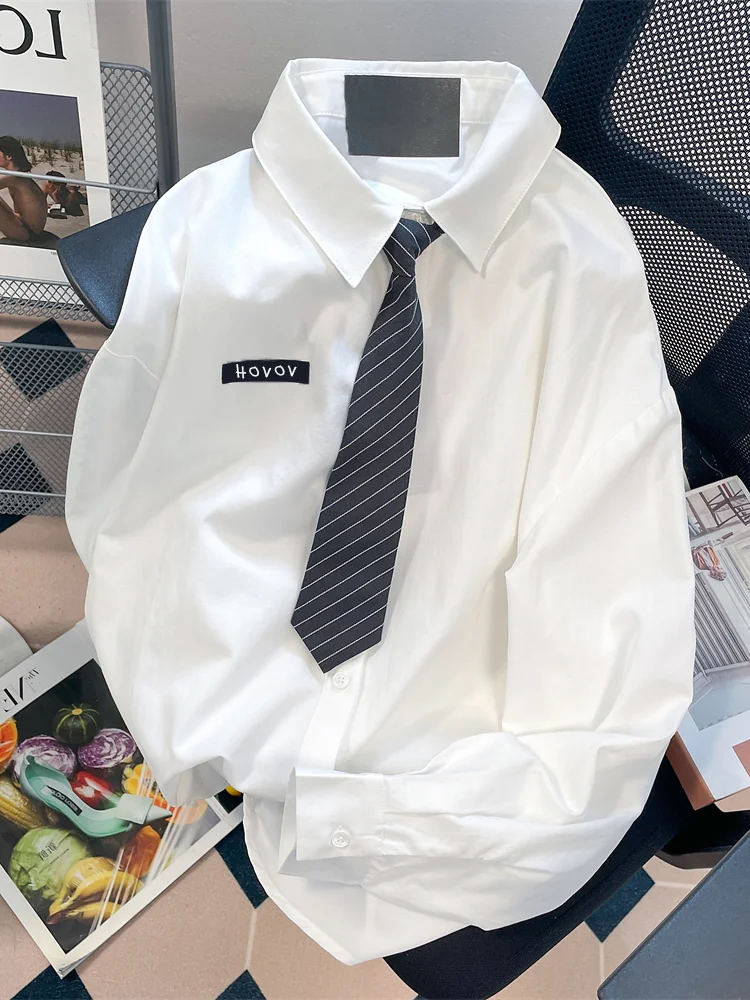 

Hikigawa Chic Fashion Women Vintage Elegant Office Lady White Shirts Ties Summer Gentle All Match Blouse Outerwear Tops Mujer