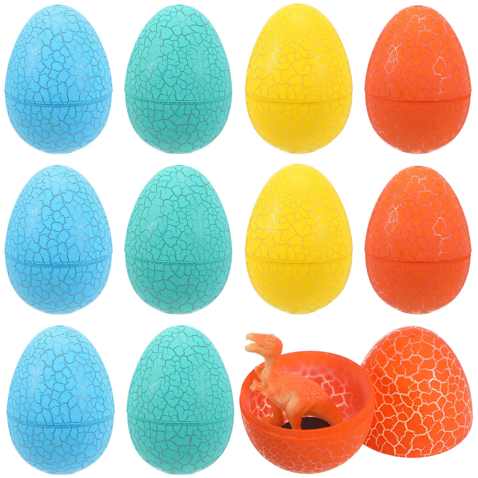 

1 set Dinosaur Egg Toys Set Green Yellow Eggs Dinosaurs 3 Orange Eggs Dinosaurs Stable Placement Heavy Iron Bottom PVC