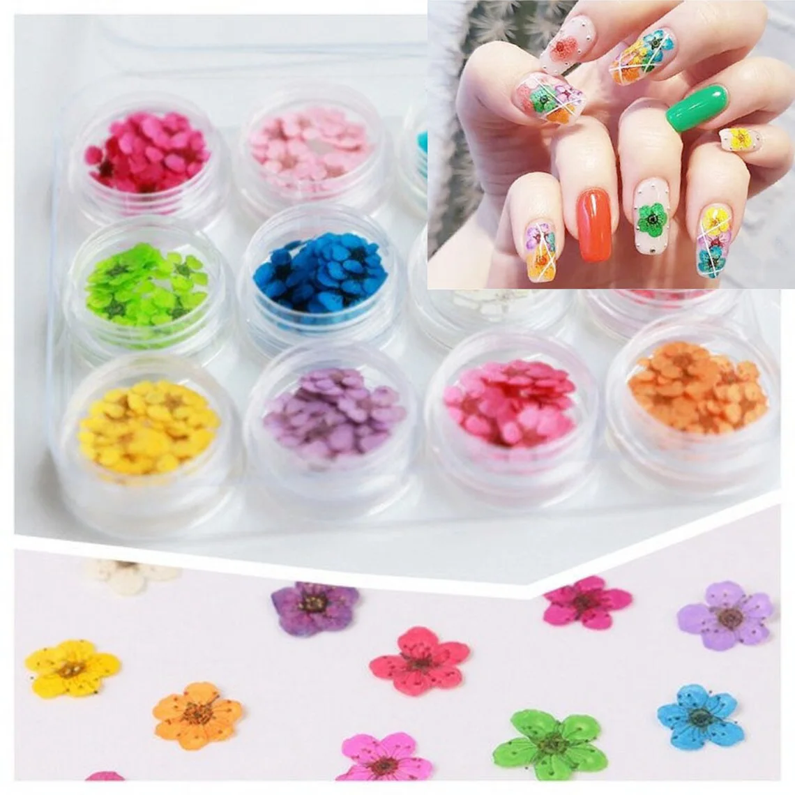 

1 Box 20 colors Dried Flowers for Resin Mini Pressed Flowers for Nail Art Manicure/Pedicure Deco Kawaii Natural Daisy Flowers