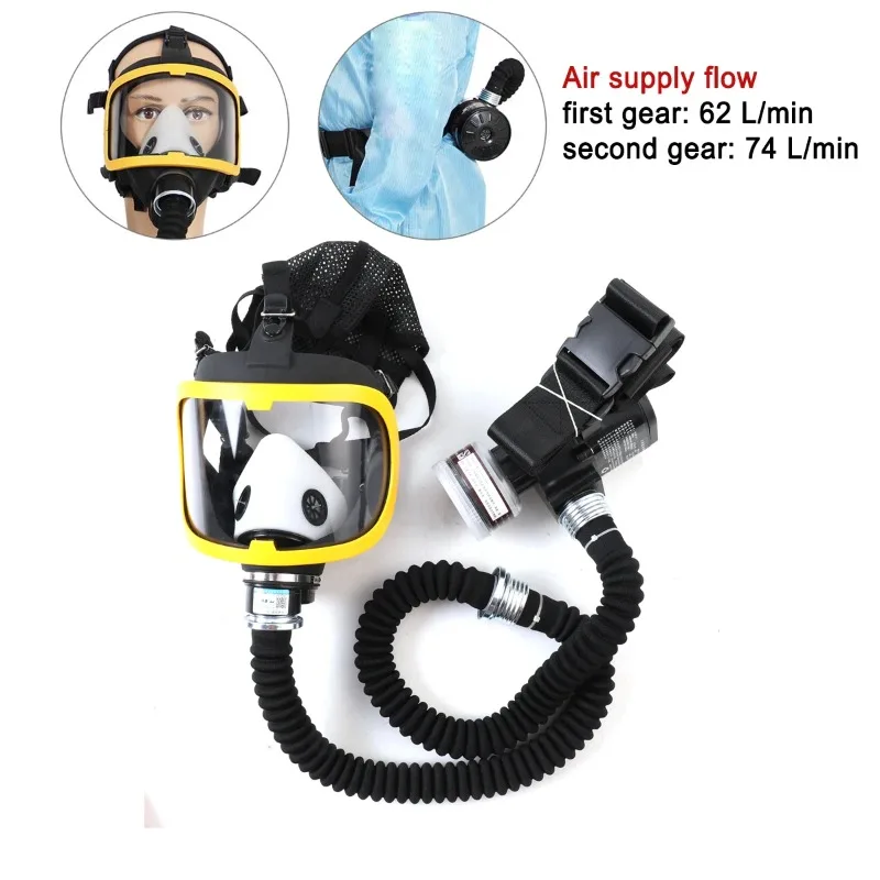 Protective Electric Constant Flow Supplied Air Fed Full Face Gas Mask respirator Mask Workplace Safety Supplie Respirator System