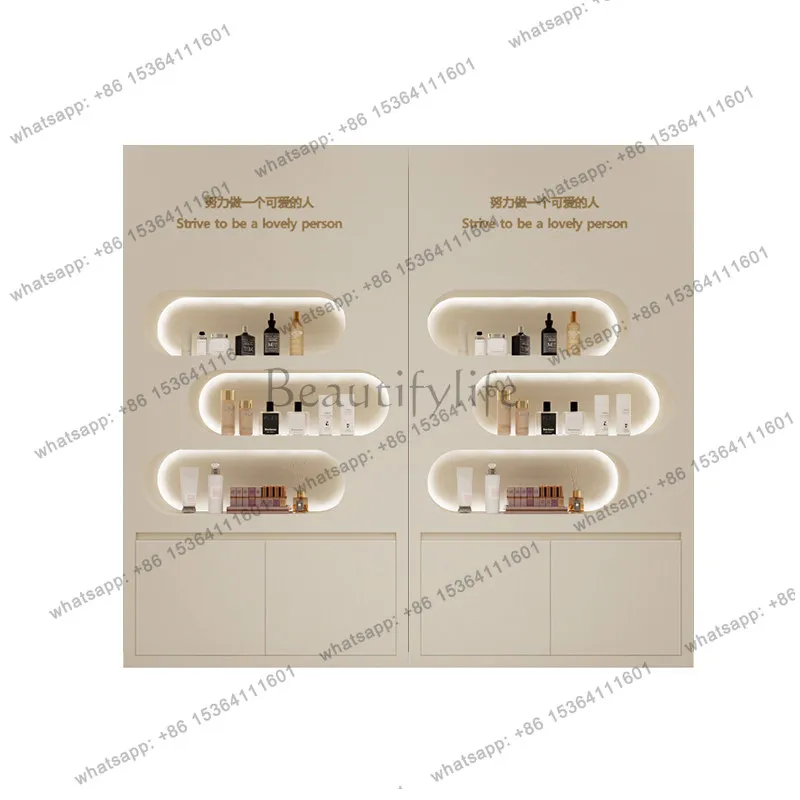 Modern Cream Style Display Cabinet Nordic High-end Skin Care Medical Beauty Product Cabinet Commercial Furniture أثاث مكتبات FYM