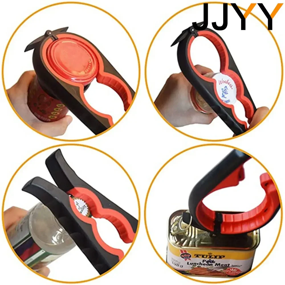 JJYY Can Opener Multifunctional Four In One Beverage Bottle Opener Cap Twister Four Position Can Opener Anti Slip Cap Twister