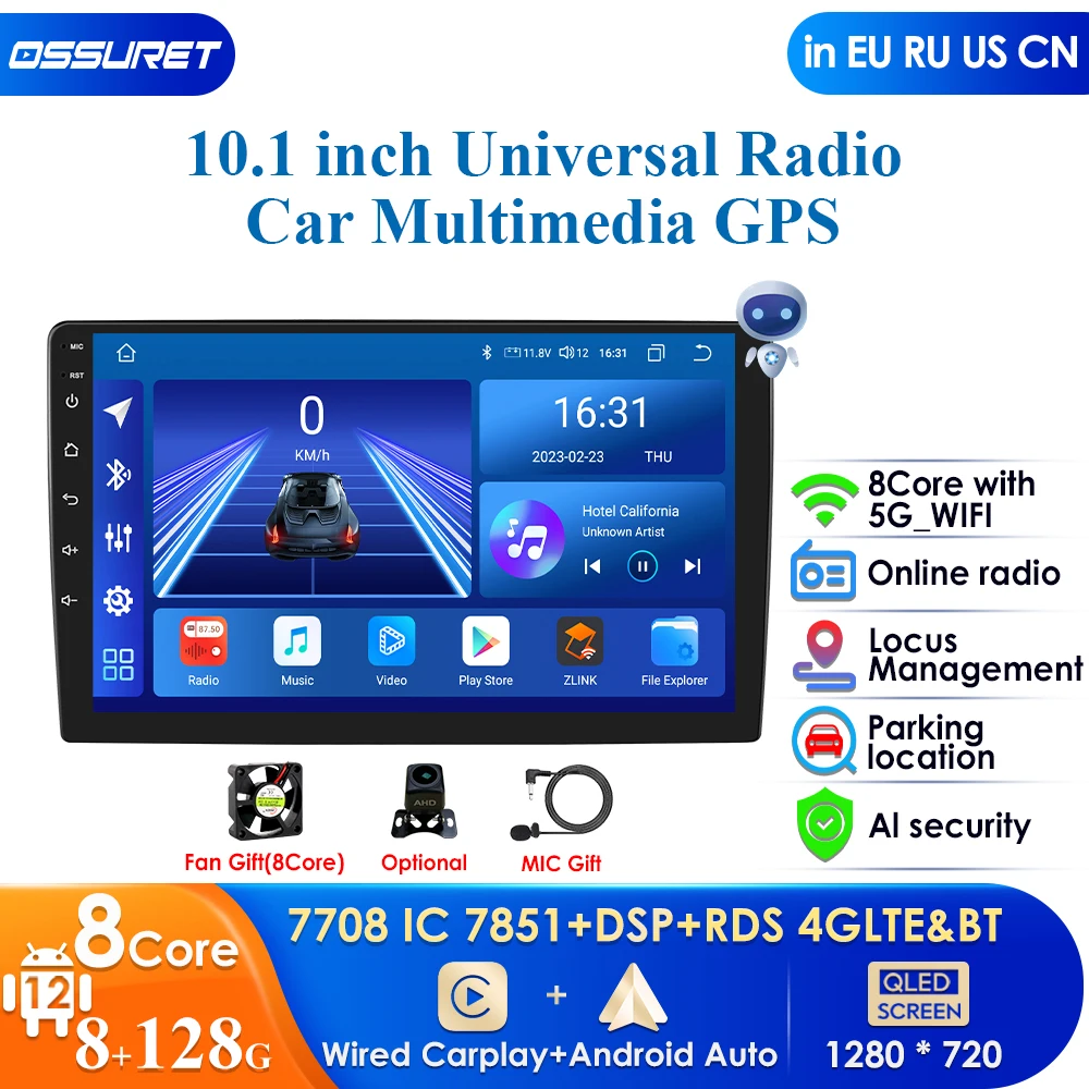 

4G 10.1'' AI Intelligent System Wireless CarPlay Android Auto Radio for Universal Nissan VW Car Multimedia GPS 2din Autoradio BT