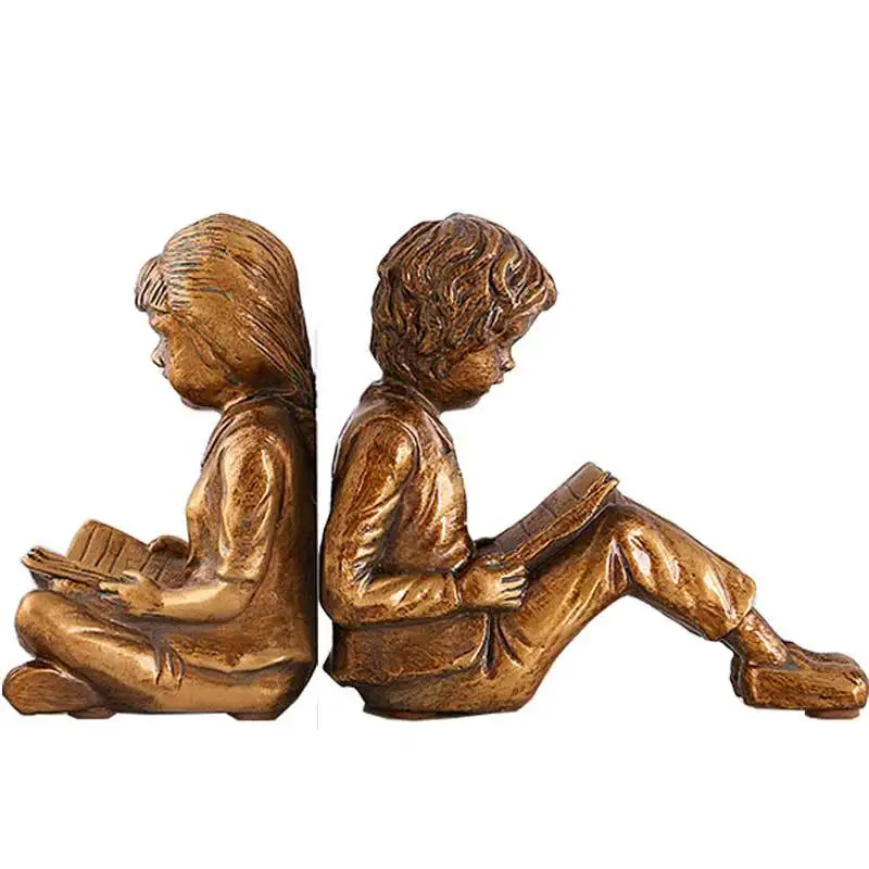 Reading Child Bookends Home Decoration Accessories Office Study Room Display Antique Book Stand Resin Ornaments Desktop Decors