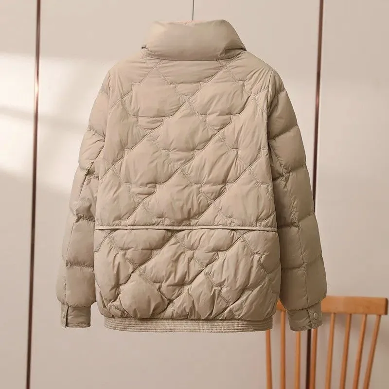 2023 Nieuwe Vrouwen Witte Eendendendons Winterjas Dames Opstaande Kraag Parka 'S Korte Hin Dunne Bovenkleding Lichtgewicht Warme Overjas