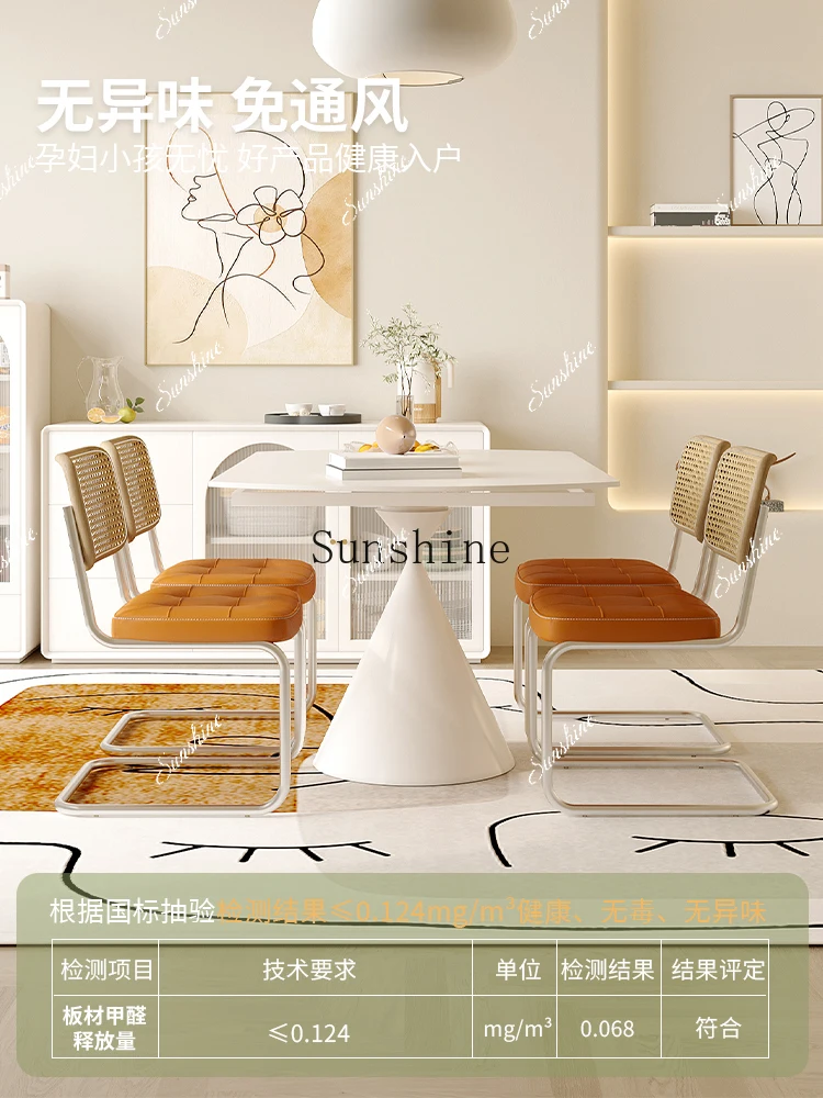 Cream wind solid wood foldable 4-10 people small apartment special light luxury dining table and chair combination  FT