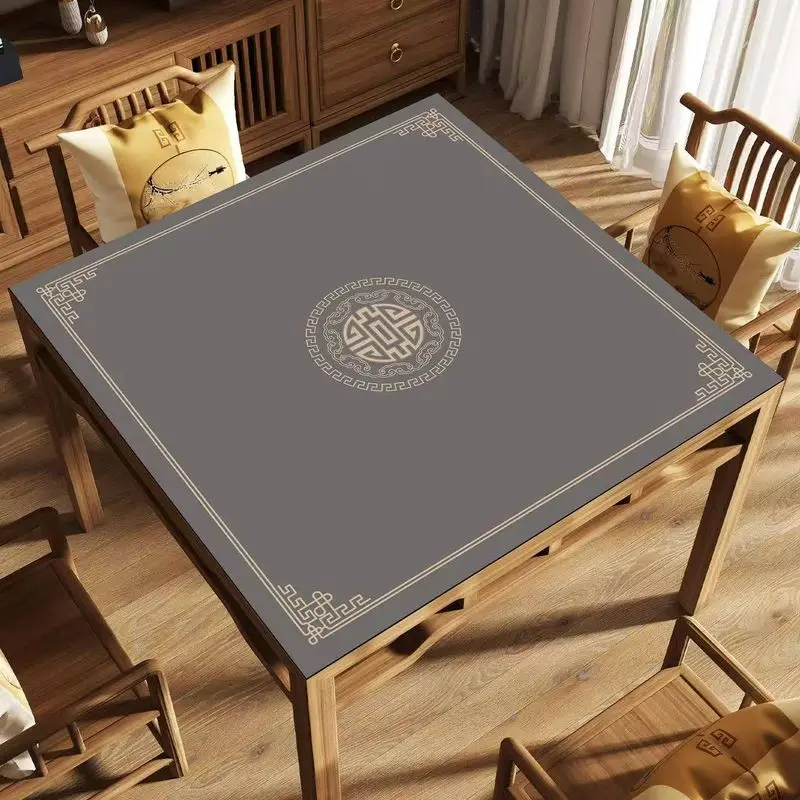 New Chinese Style Navy Blue Retro Tabletop Mahjong Game Table Mat Anti-Slip Noise Reduction for Home Party Card Playing Decor