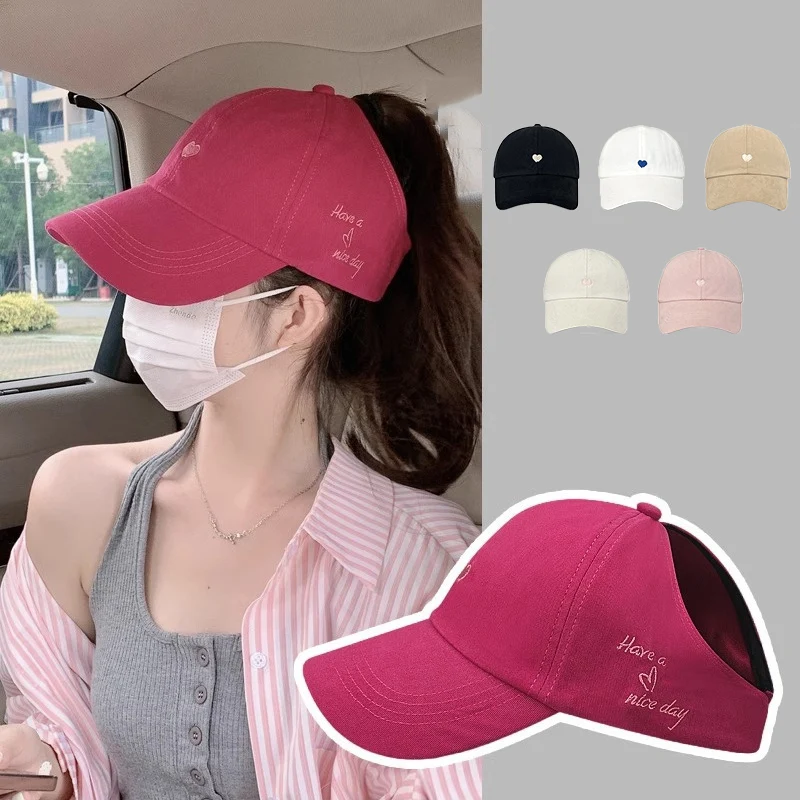 

New Ponytail Baseball Caps for Women Girls Summer Sports Cap Fashion Casual Love Embroidery Cap Sun Hats Adjustable Snapback Hat