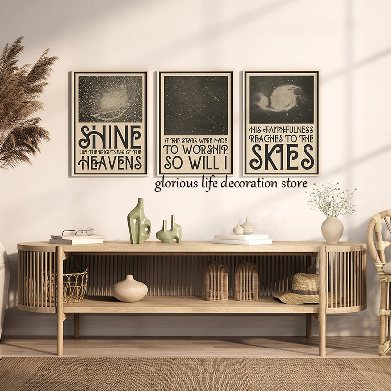 Vintage Scripture Posters Celestial Stars Canvas Painting God Bible Christian Print Wall Art Picture for Living Room Home Decor